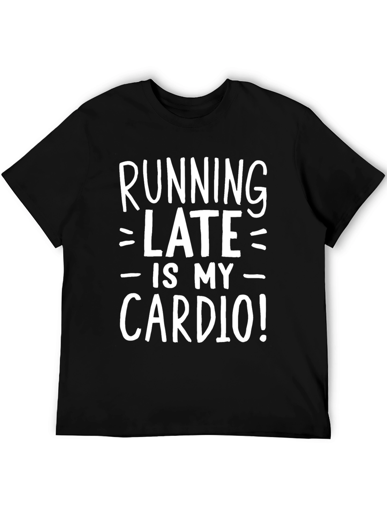Black Running Late is My Cardio T-Shirt - Black view 5