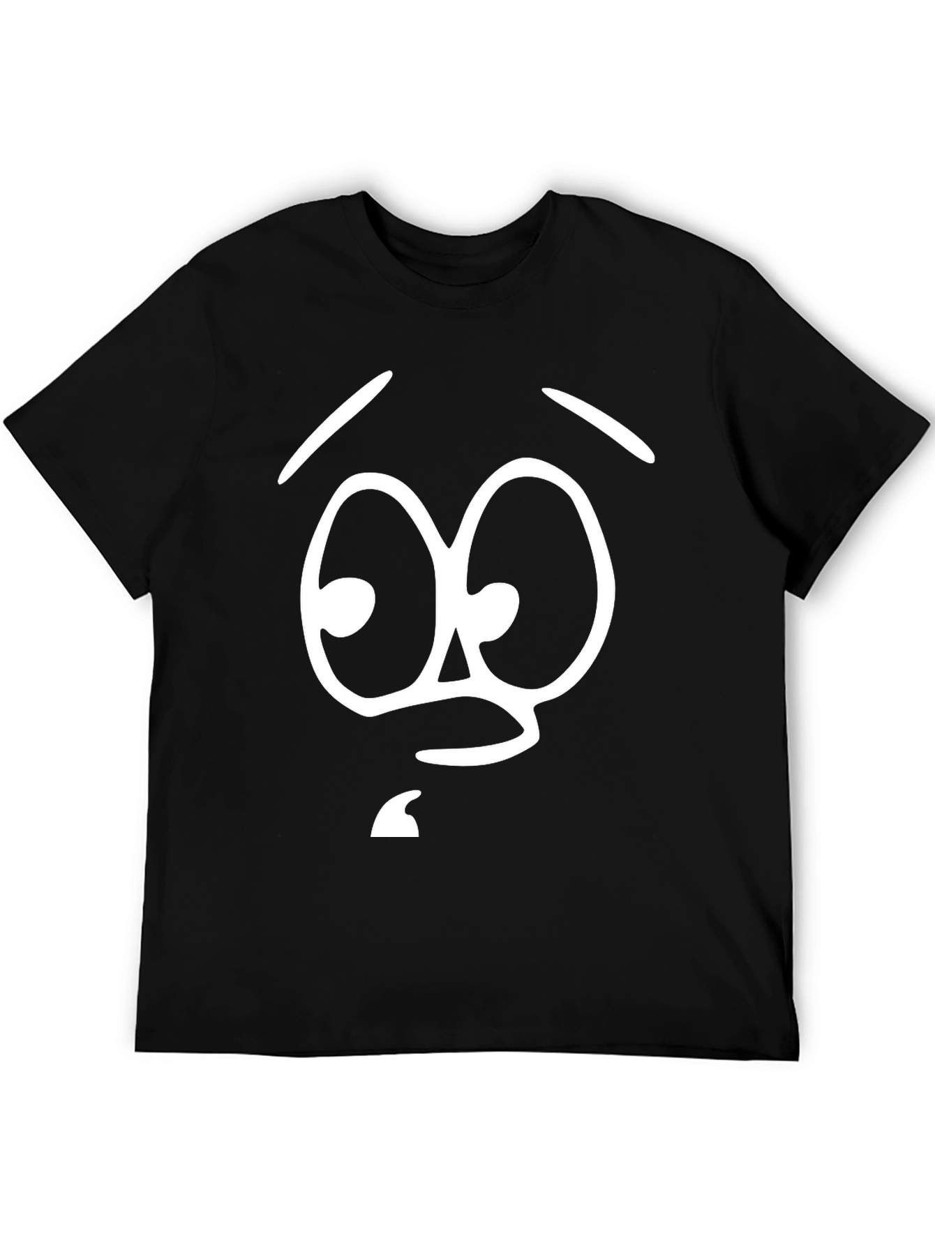 Black Funny Cartoon Face Graphic Tee - Black Cotton T-Shirt view 5