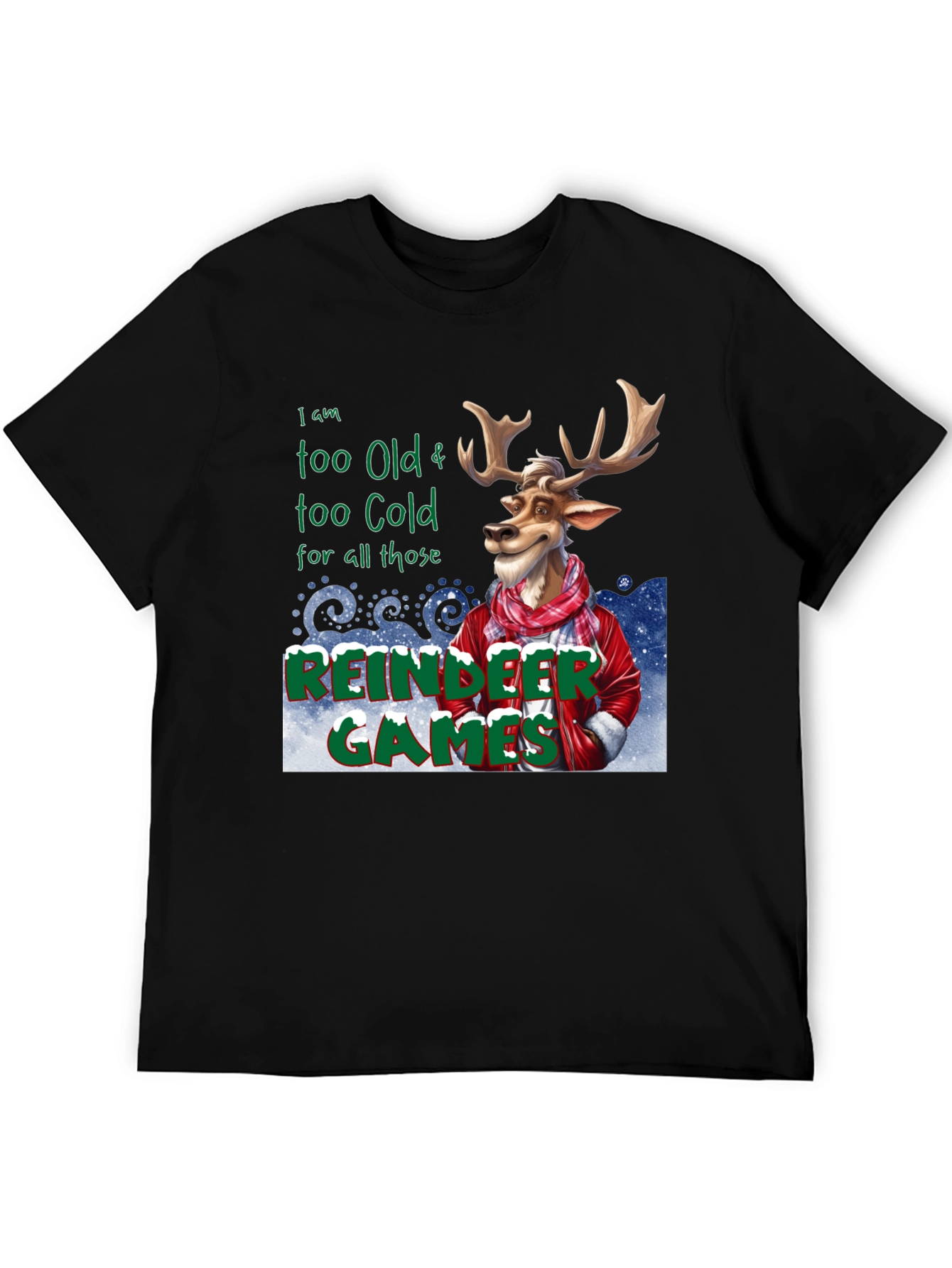 Black Funny Reindeer Games Graphic Tee view 5