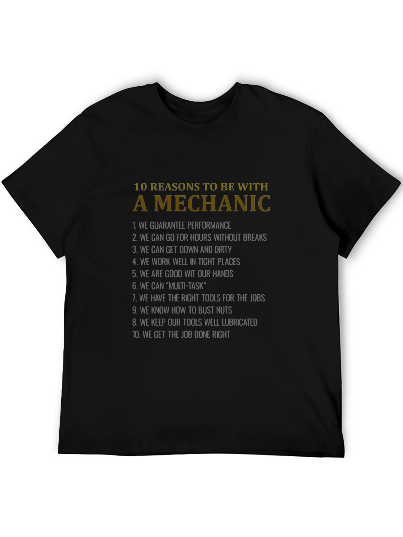 Black 10 Reasons Mechanic T-Shirt - Funny Mechanic Gift view 5