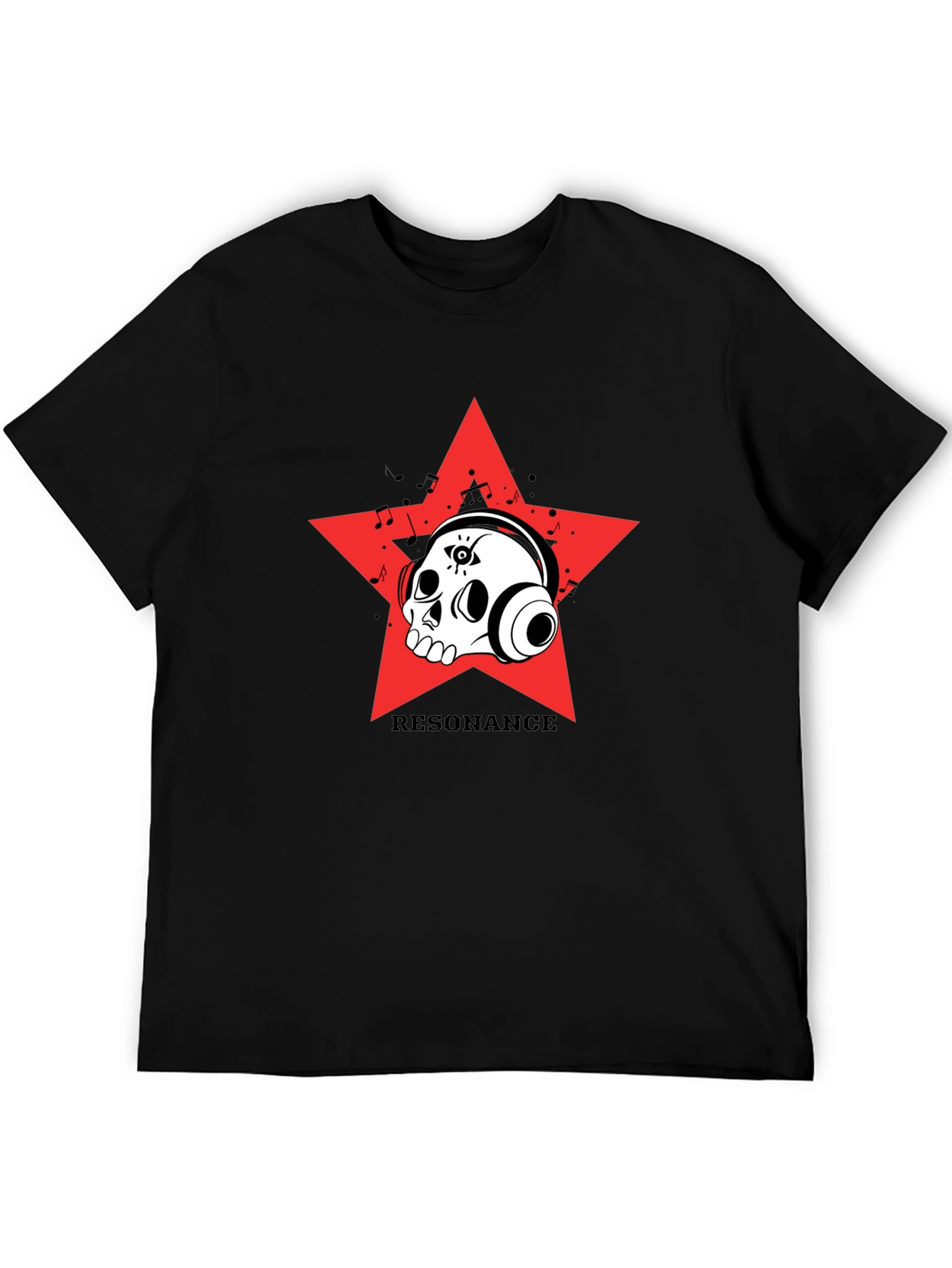 Black Resonance Skull Star Graphic Black T-Shirt view 5