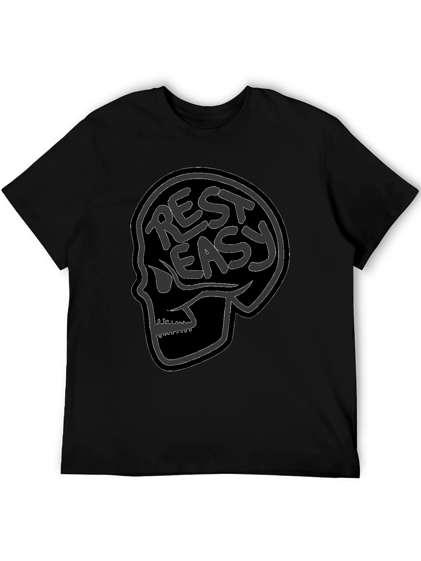 Black Rest Easy Skull Graphic Tee - Black view 5