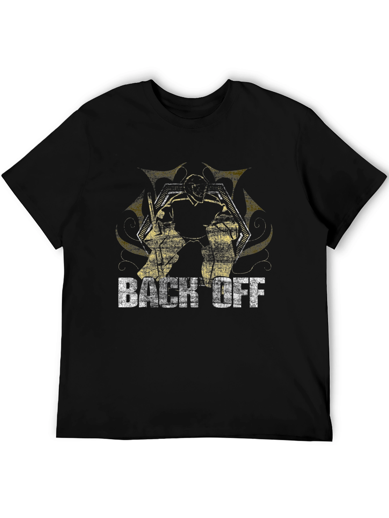 Black Back Off Robot Graphic Tee - Black Crew Neck T-Shirt view 5