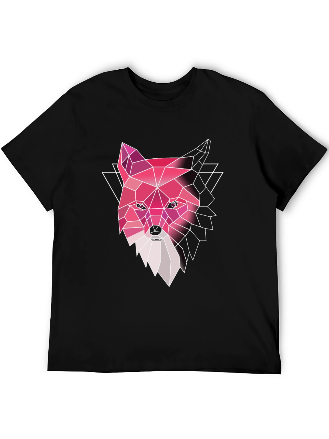 Black Geometric Fox Graphic Tee - Stylish Men's Black T-Shirt view 5