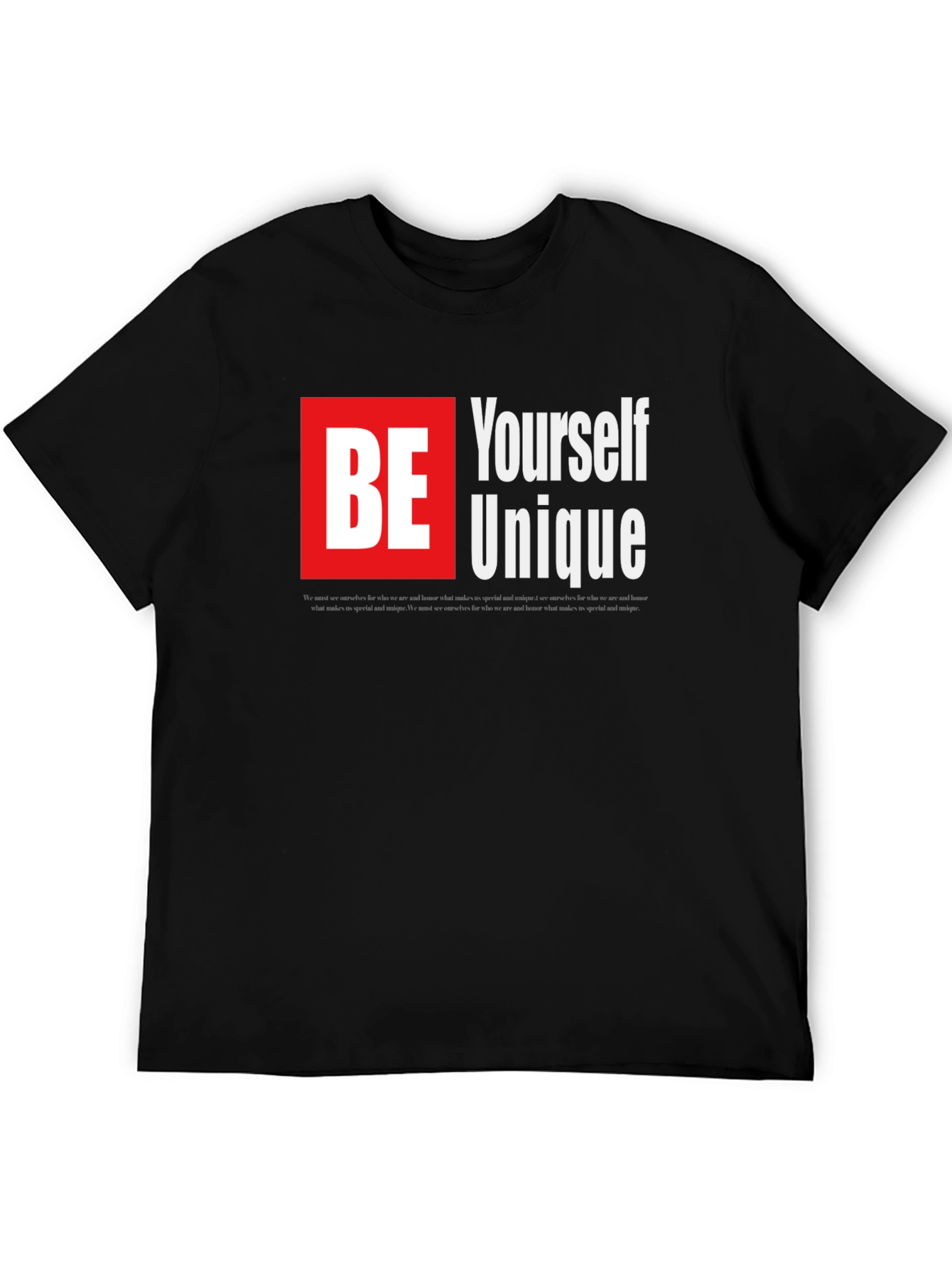 Black Be Yourself Unique Graphic Black T-Shirt view 5