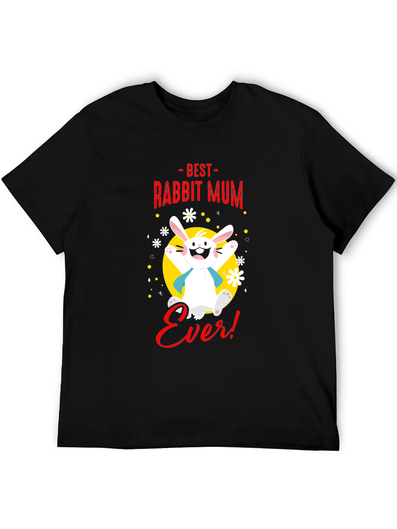 Black Best Rabbit Mum Ever! Graphic Tee view 5