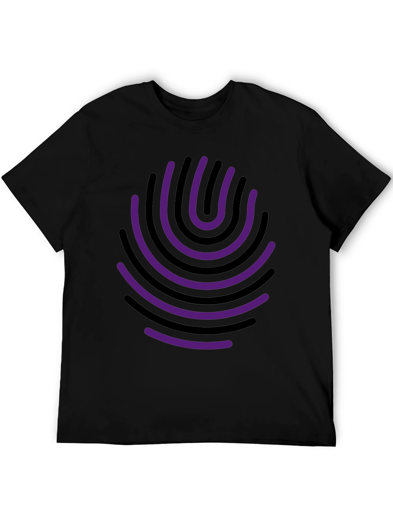 Black Abstract Fingerprint Graphic Tee - Black Cotton Blend view 5