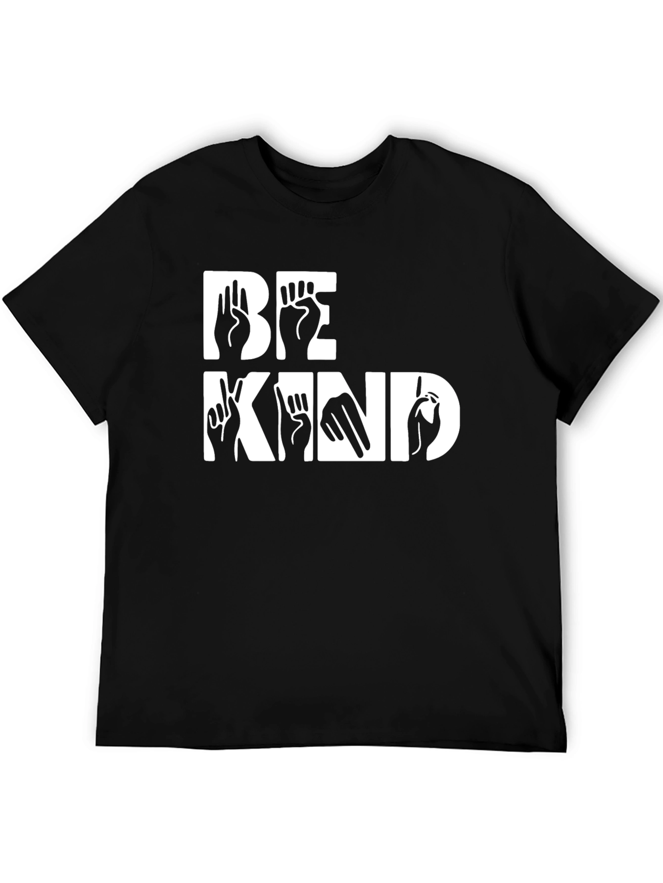 Black Be Kind Sign Language Graphic Tee - Black view 5