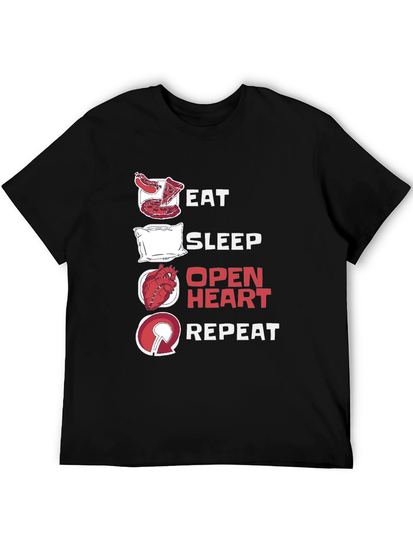 Black Eat Sleep Open Heart Repeat Graphic T-Shirt view 5