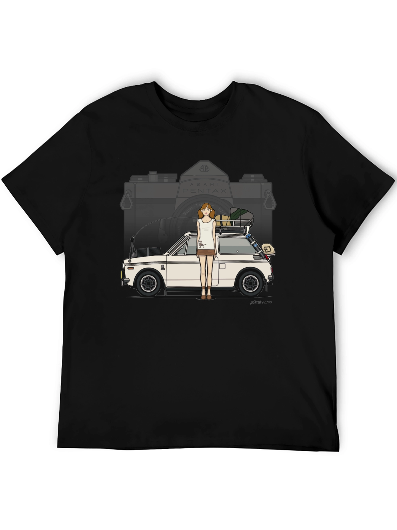 Black Vintage Camera Car T-Shirt - Retro Style view 5