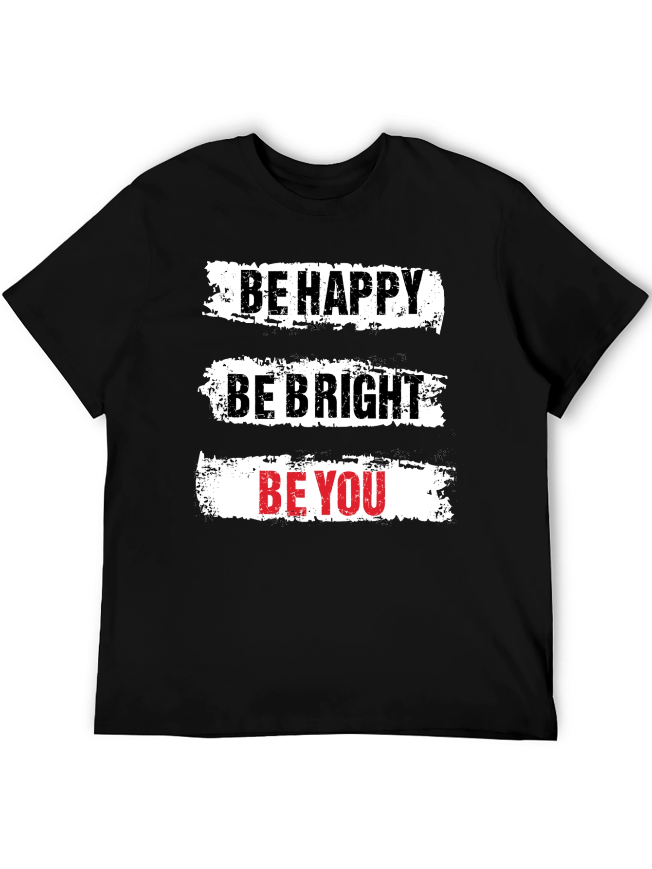 Black Be Happy T-Shirt - Motivational Graphic Tee view 5