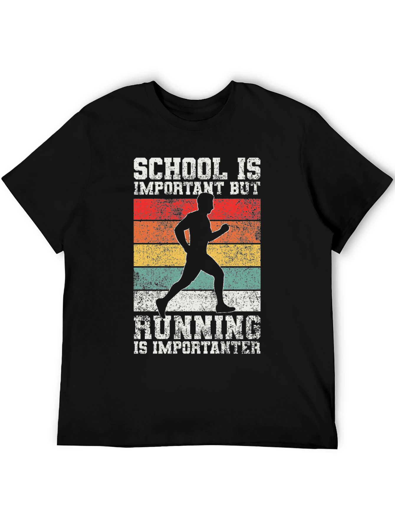 Black Funny Runner T-Shirt - School vs Running view 5