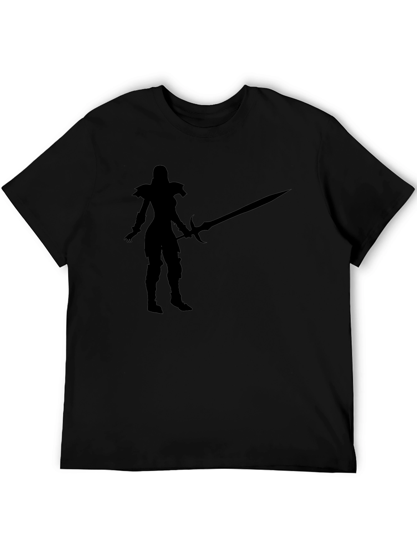 Black Warrior Silhouette Graphic Black T-Shirt view 5