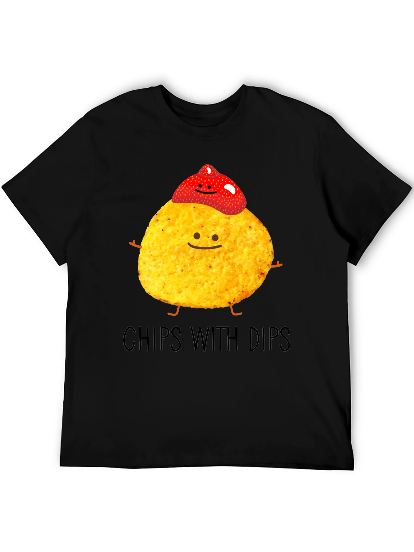 Black Chips With Dips Graphic T-Shirt - Snack Lover Tee view 5