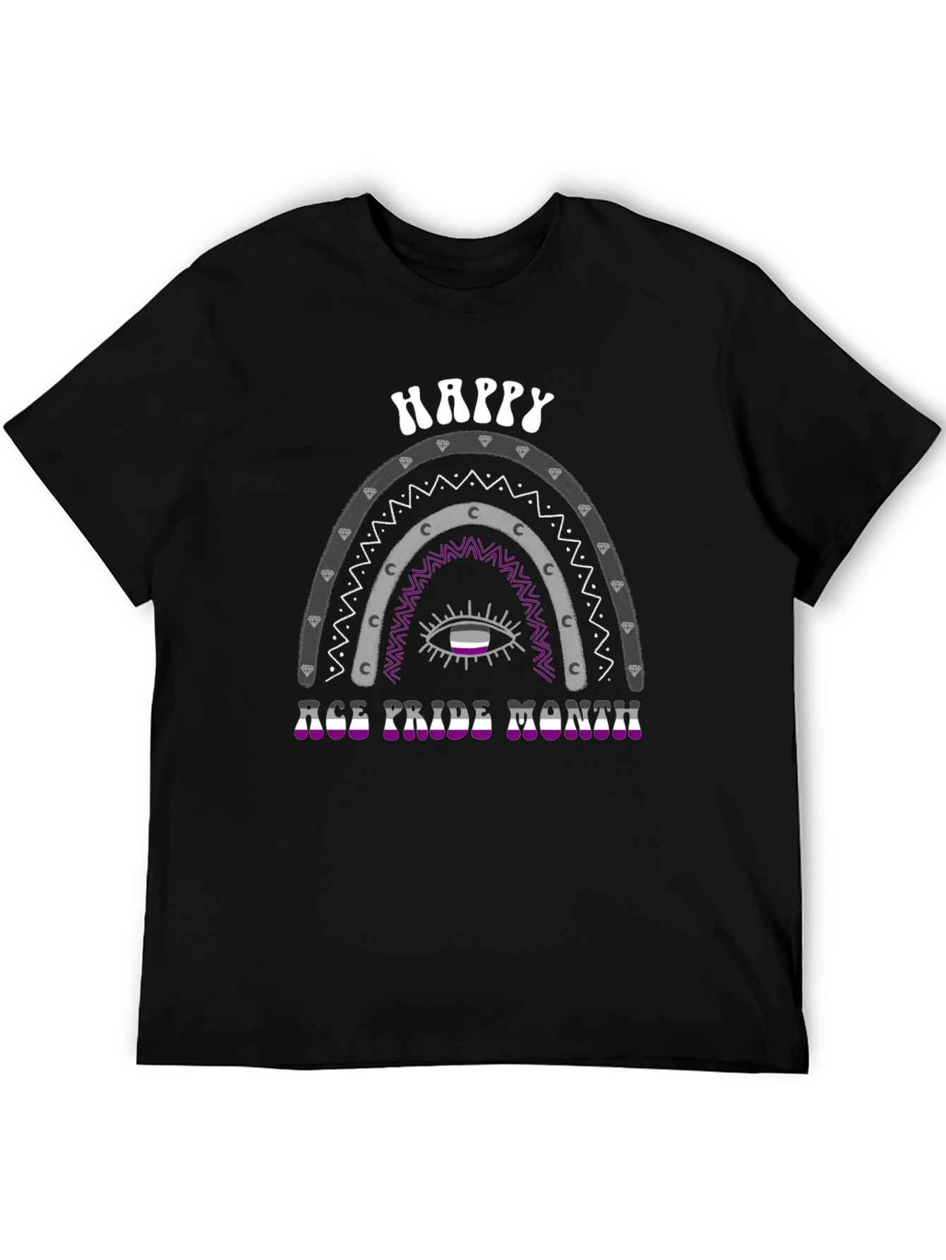 Black Asexual Pride Month Rainbow Graphic Tee view 5