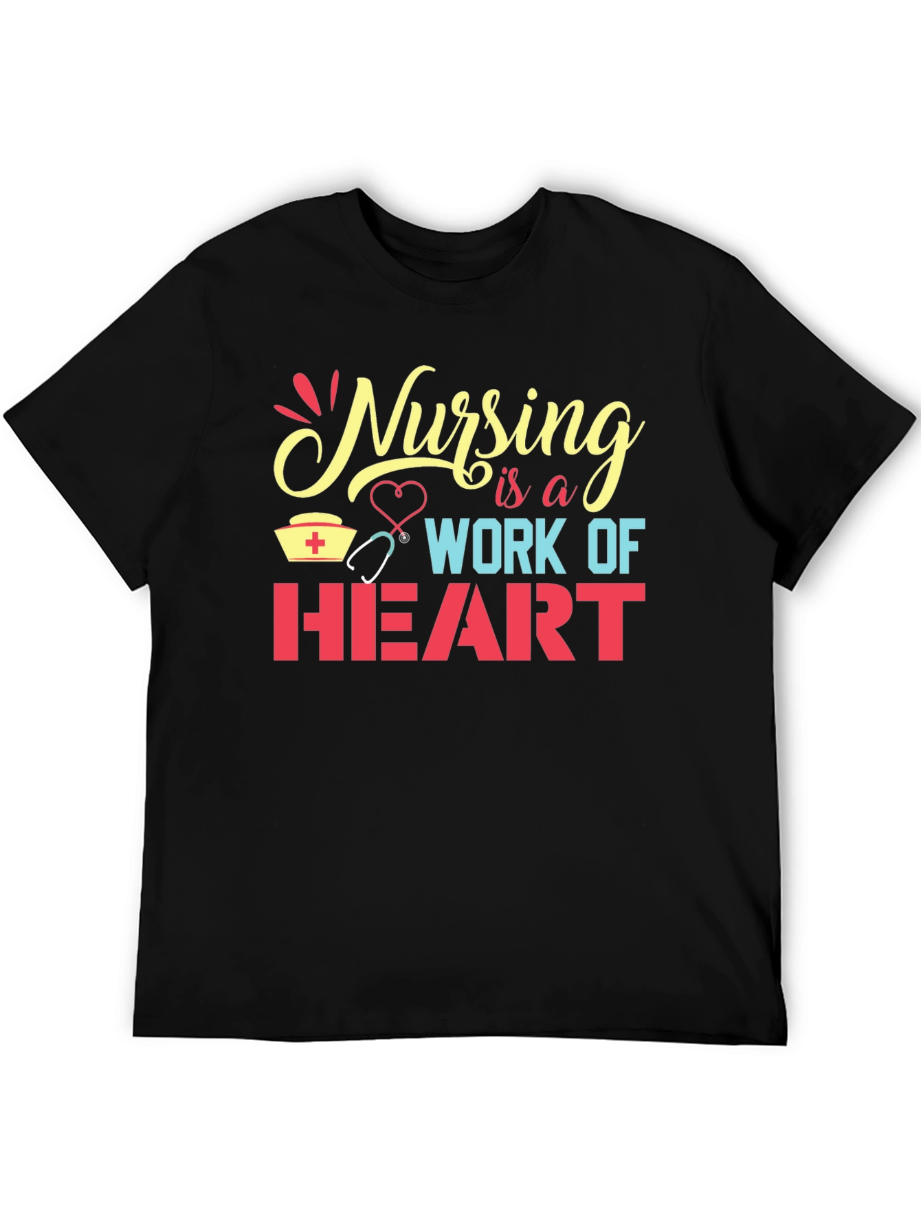 Black Nursing is a Work of Heart Graphic Tee view 5