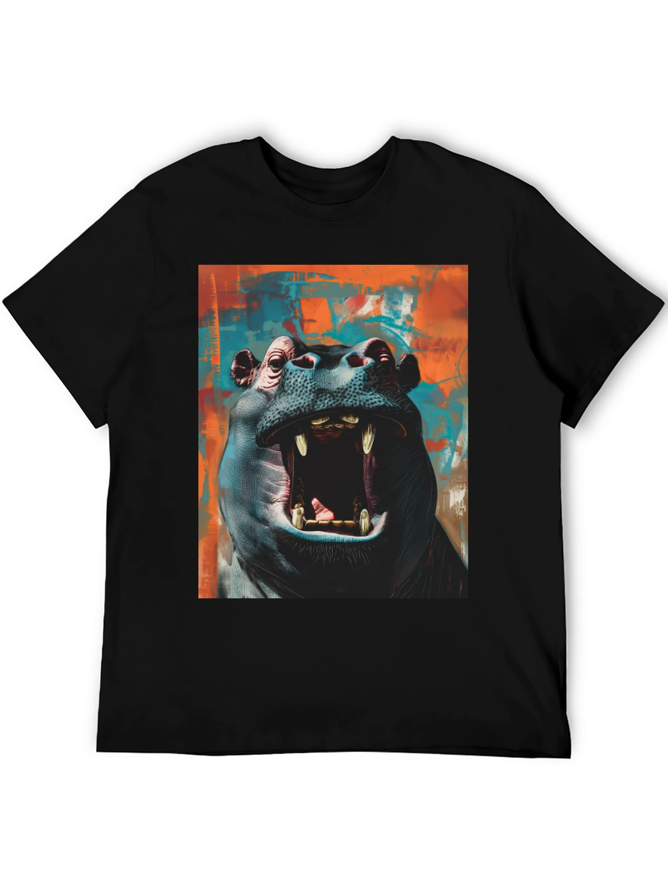 Black Hippo Graphic Tee - Bold Animal Print view 5