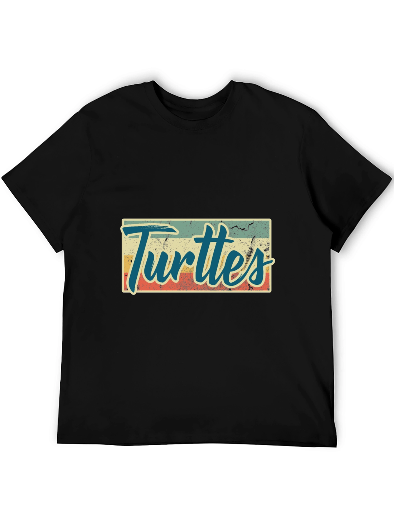 Black Retro Turtles Graphic Tee - Black Crew Neck view 5