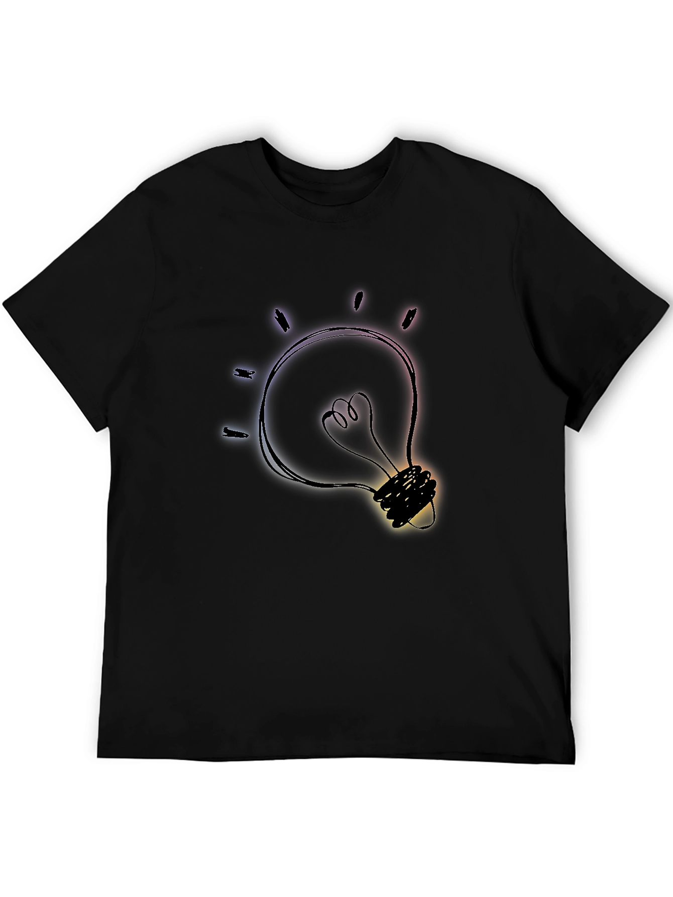 Black Idea Bulb Graphic Tee - Black Cotton T-Shirt view 5