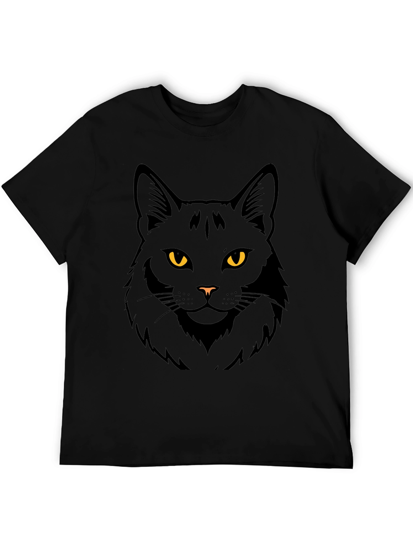 Black Black Cat Graphic Tee - Men's Casual Crew Neck T-Shirt view 5