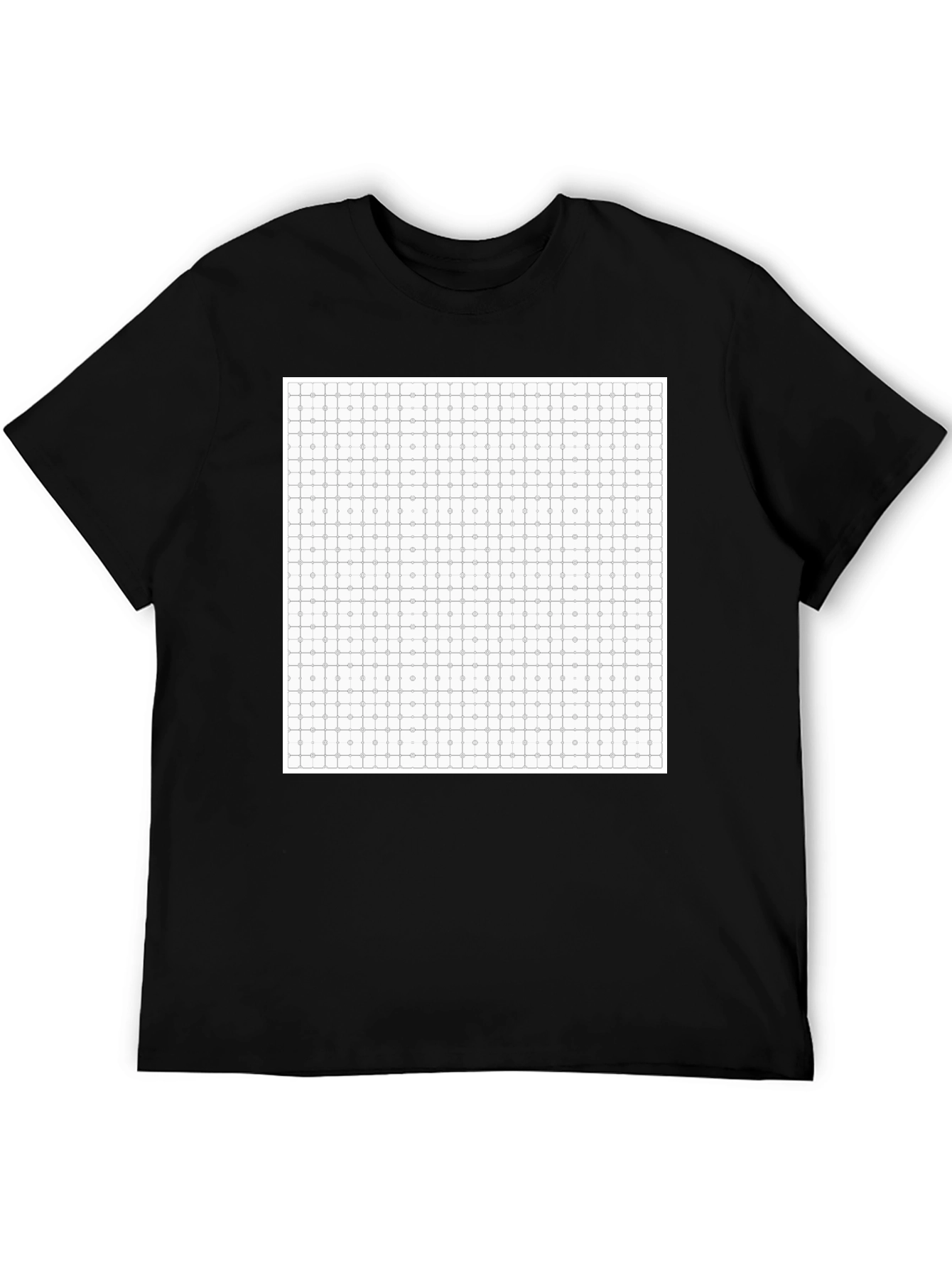 Black Geometric Grid T-Shirt - Modern Pattern Tee view 5