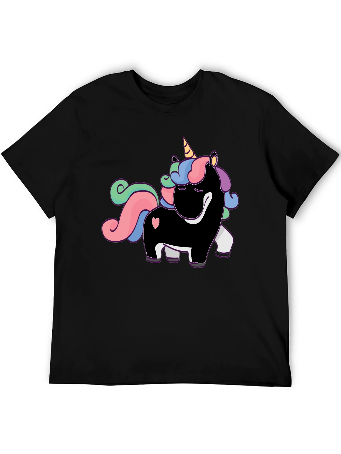 Black Unicorn Graphic Print T-Shirt - Black view 5