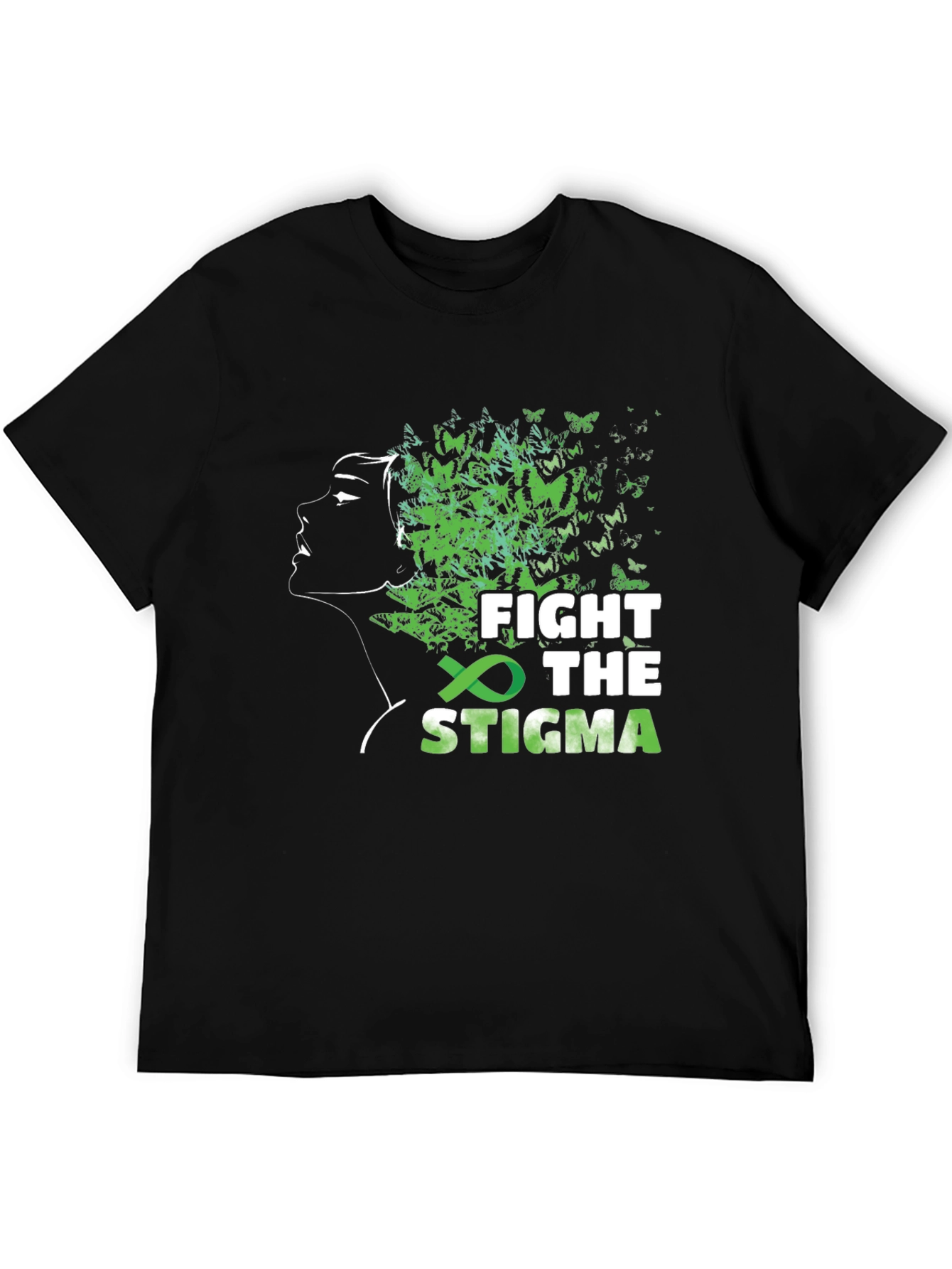 Black Fight The Stigma Mental Health Awareness T-Shirt view 5