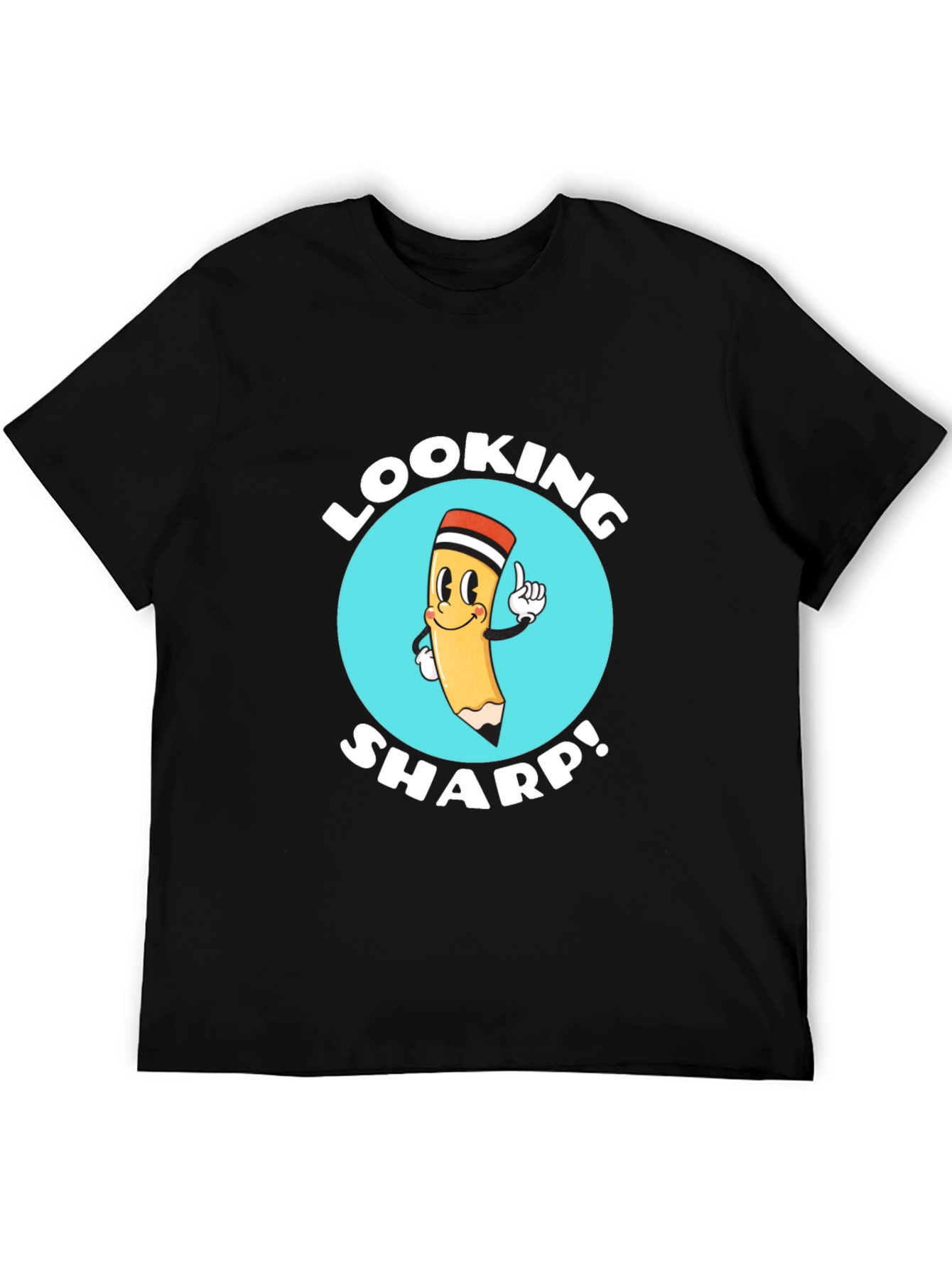 Black Looking Sharp T-Shirt - Funny Cartoon Pencil view 5