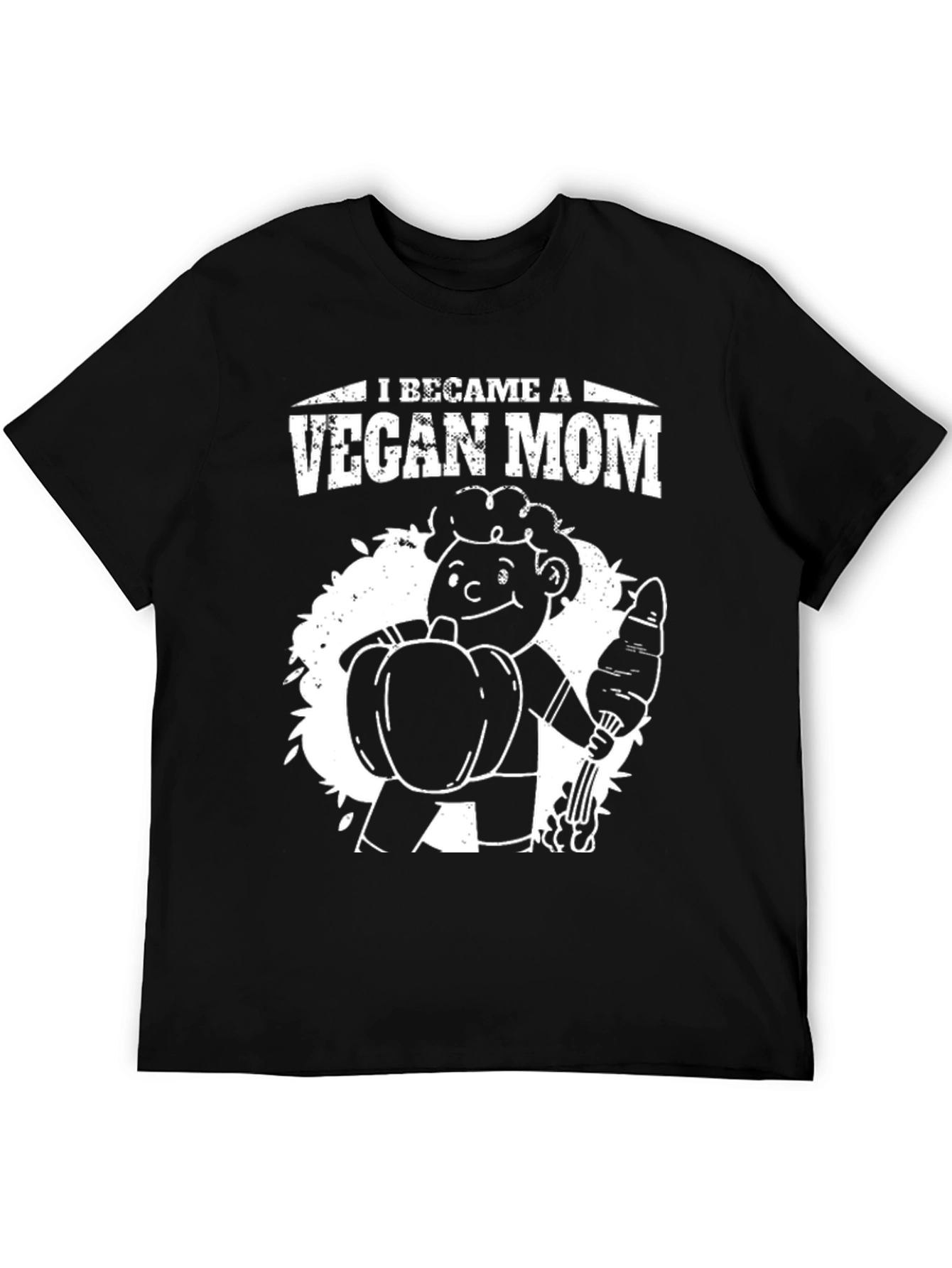 Black Vegan Mom T-Shirt - Unisex Black Graphic Tee view 5