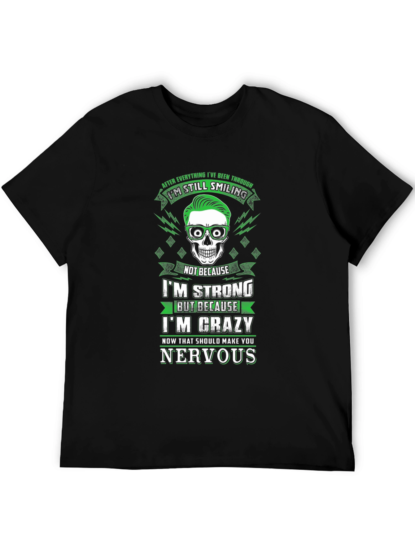 Black I'm Still Smiling Crazy Skull Graphic T-Shirt view 5