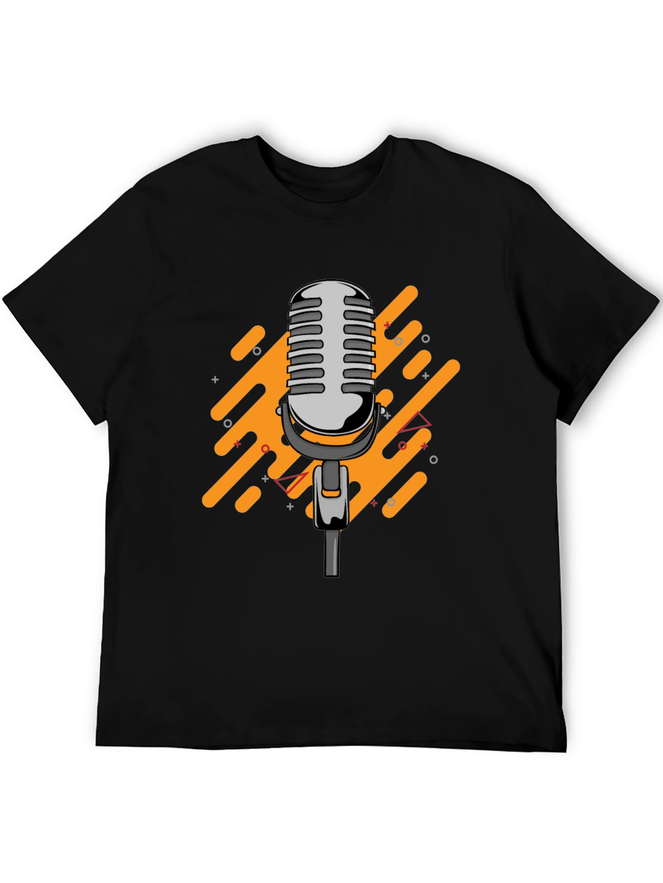 Black Retro Microphone Graphic Black T-Shirt view 5