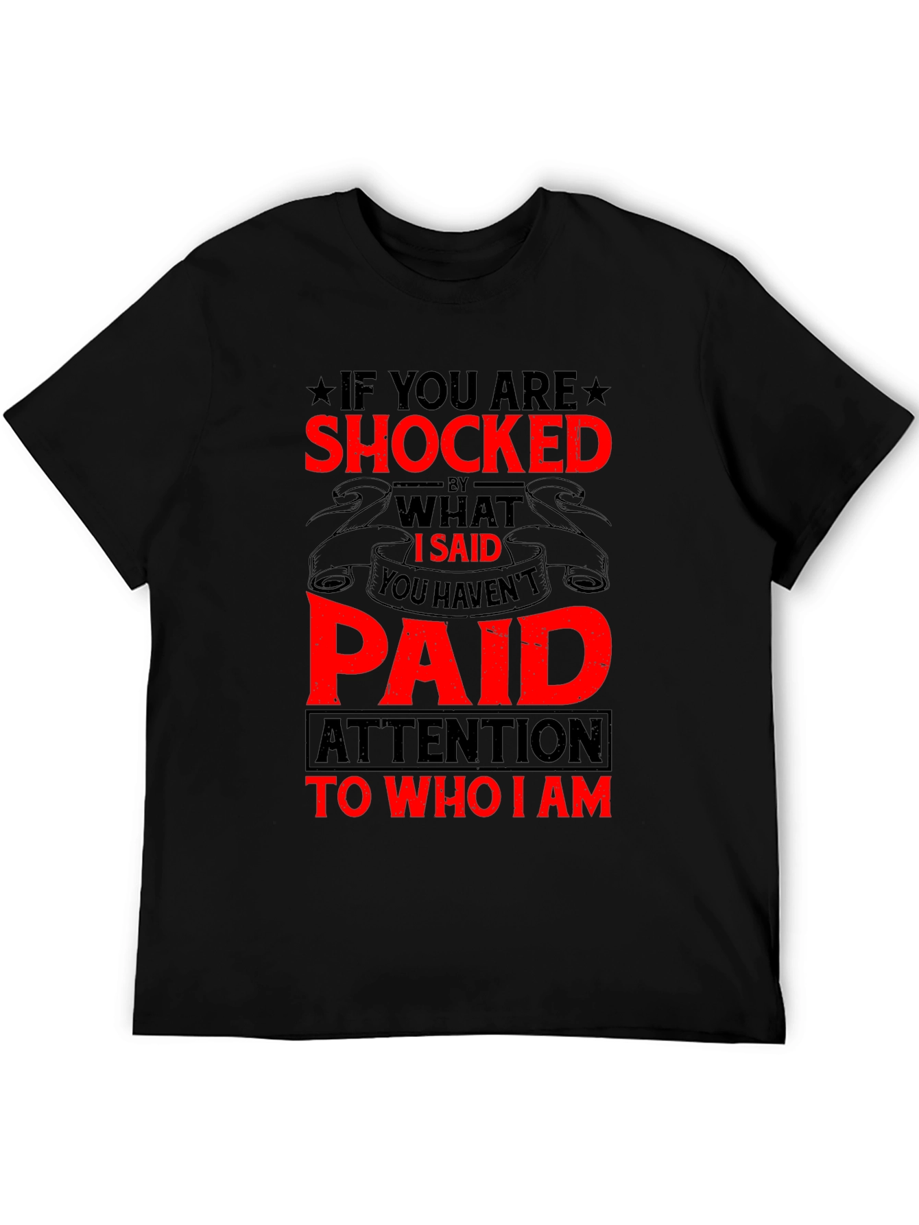 Black Shocked? Funny T-Shirt - Black view 5
