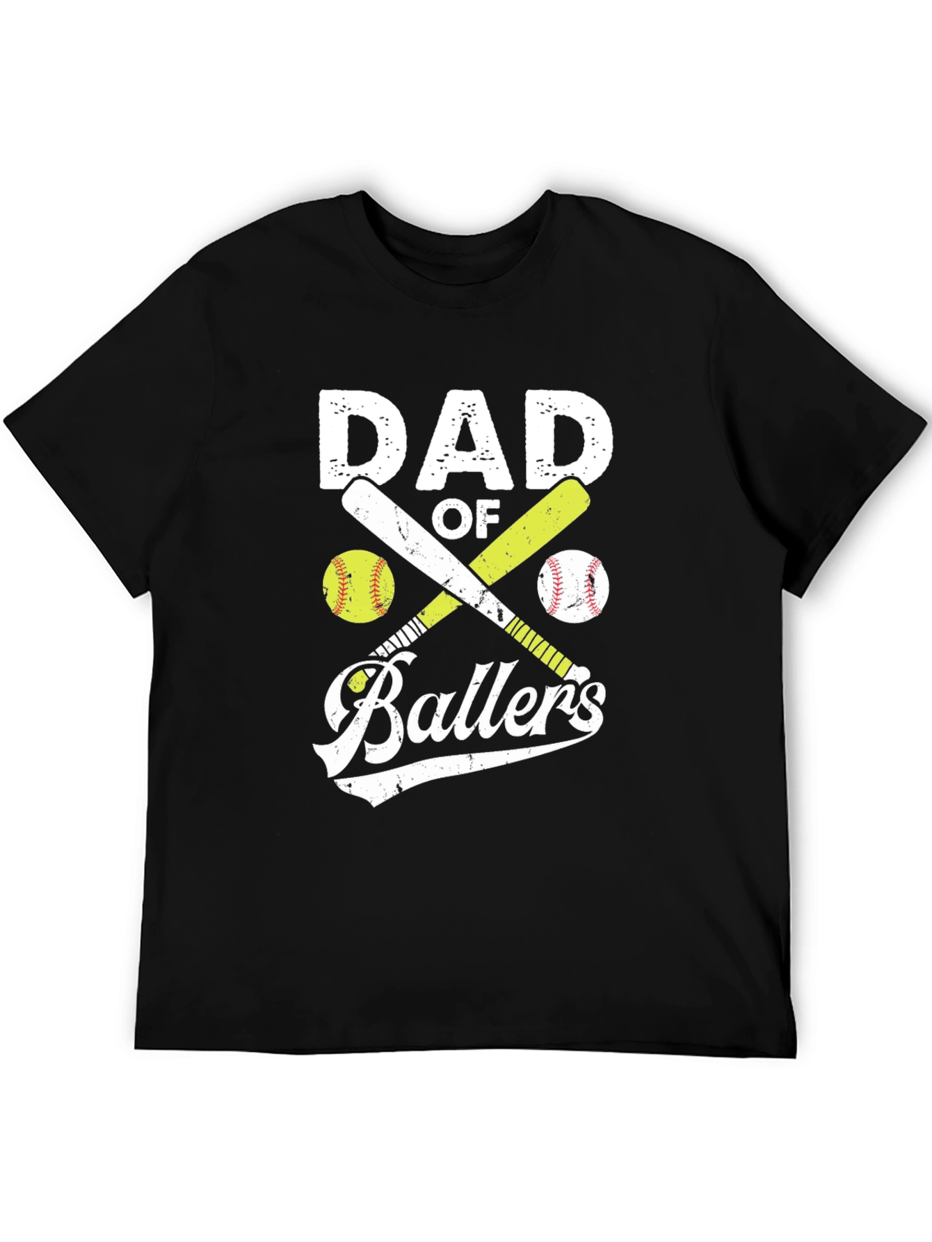 Black Dad of Ballers Graphic T-Shirt Baseball Softball Tee view 5