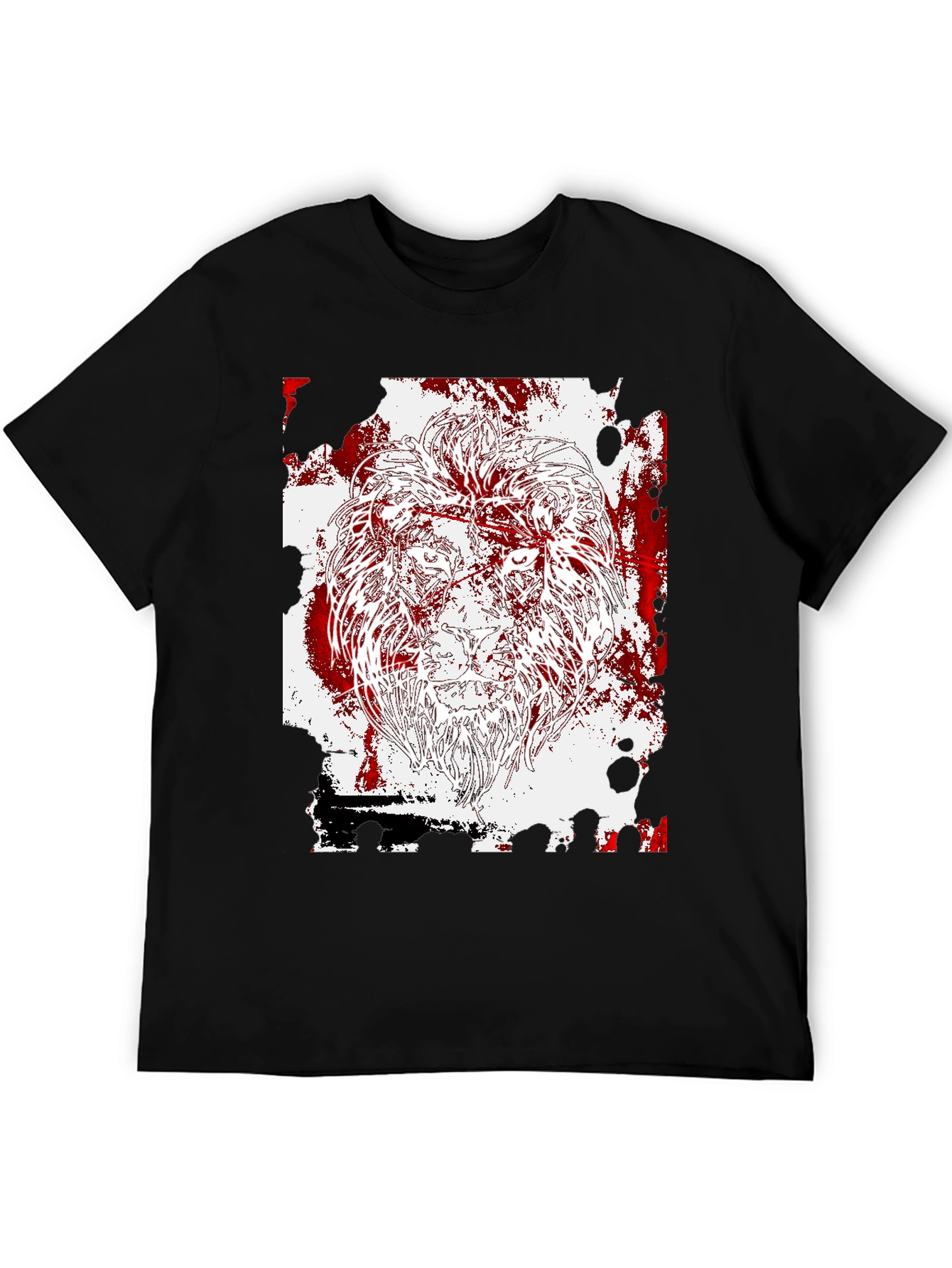 Black Lion Graphic Print Black T-Shirt view 5