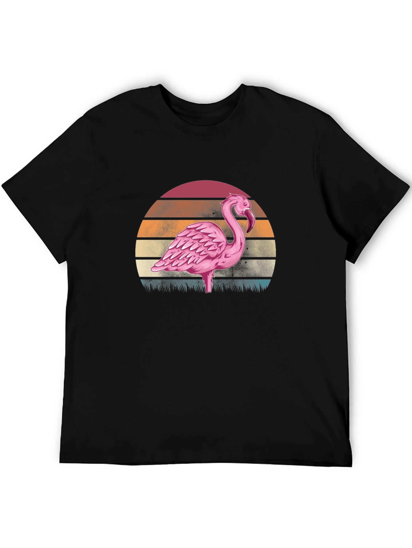 Black Retro Flamingo Sunset T-Shirt - Black view 5