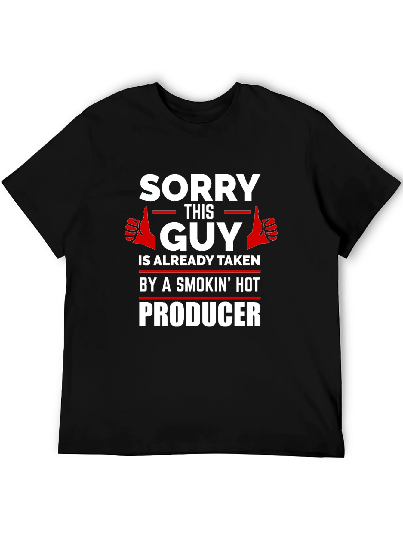 Black Sorry This Guy is Taken By a Hot Producer Graphic Tee view 5
