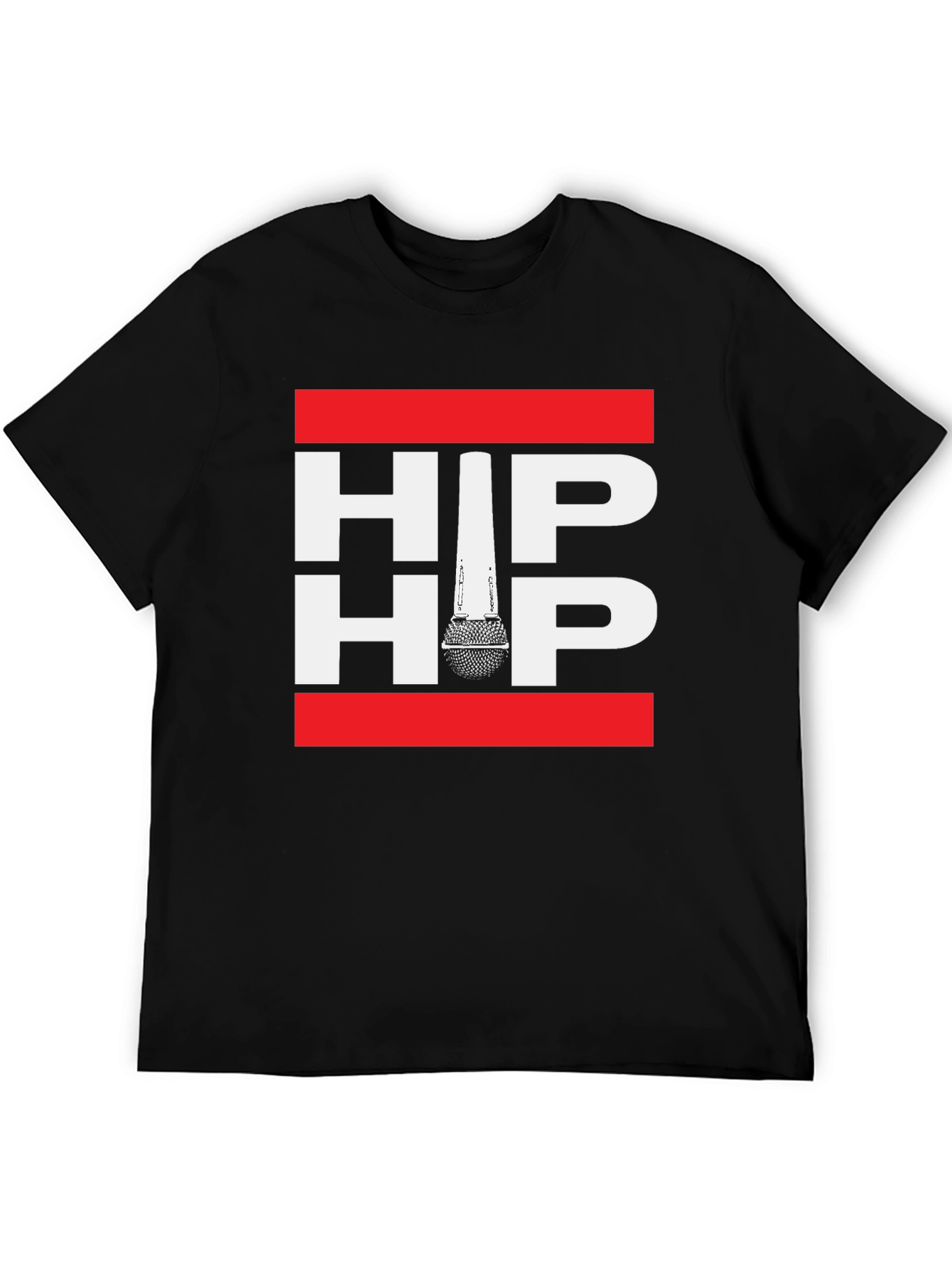 Black Hip Hop Microphone Graphic Print Tee view 5