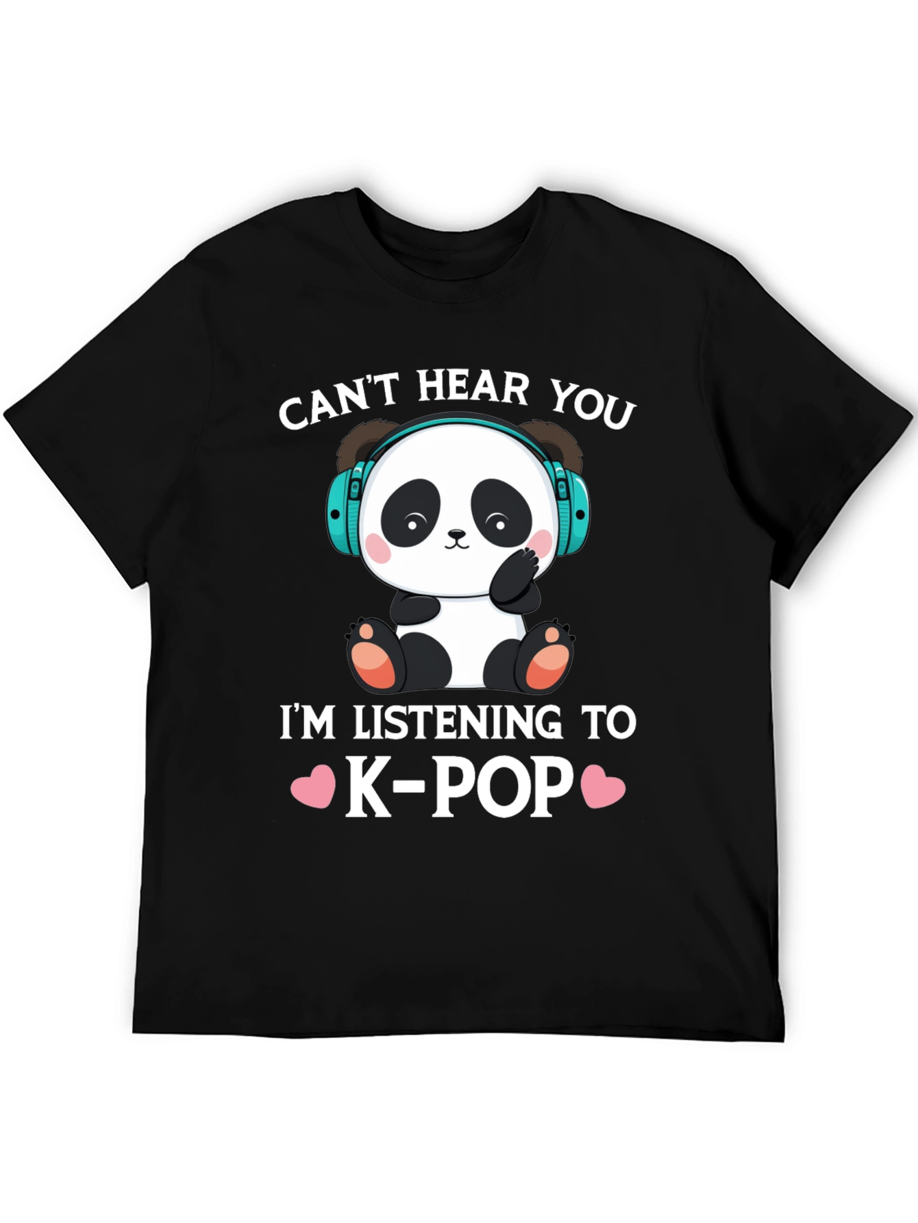 Black Cute K-Pop Panda Graphic Tee view 5