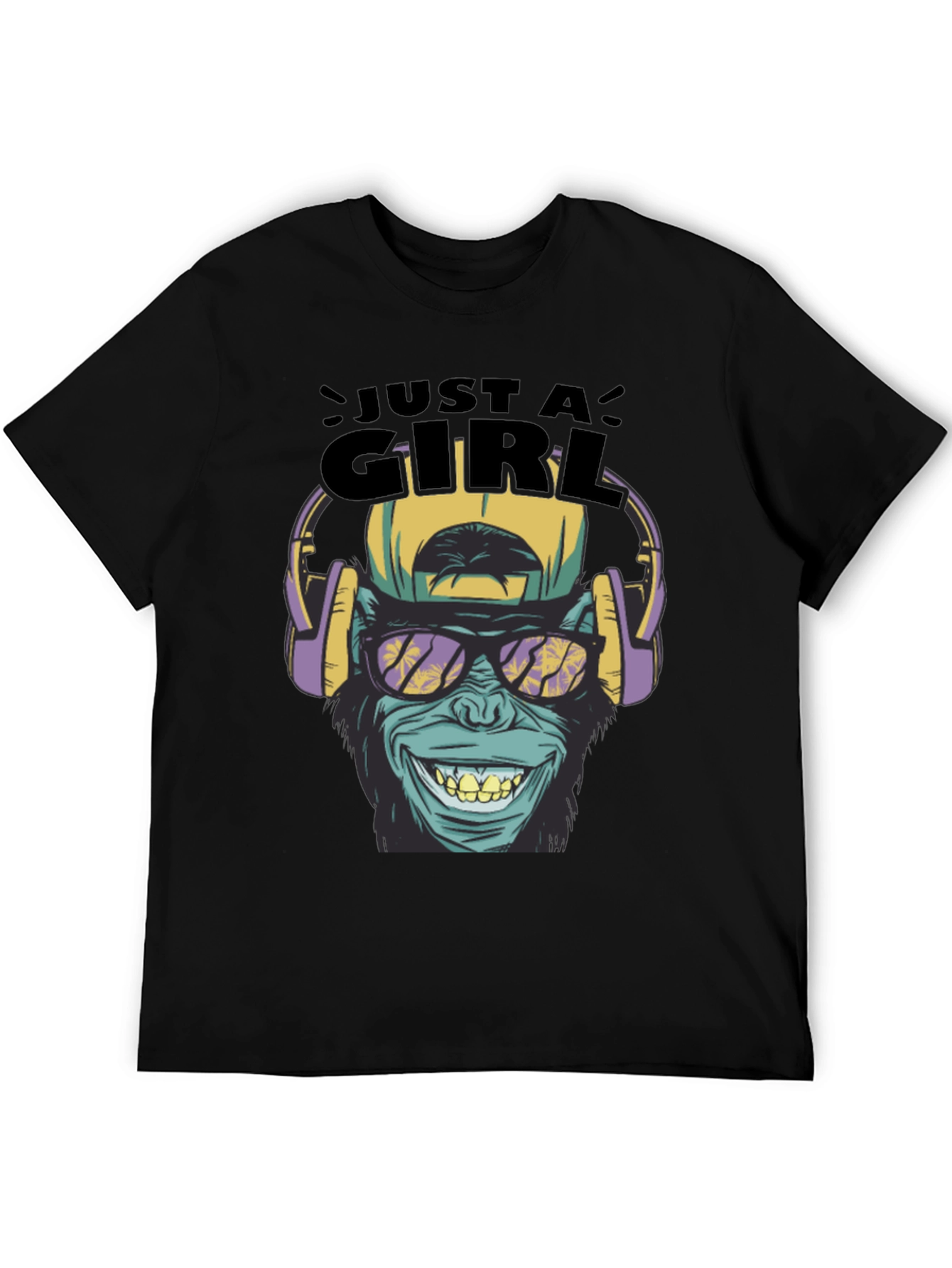 Black Just A Girl Monkey Graphic Tee view 5