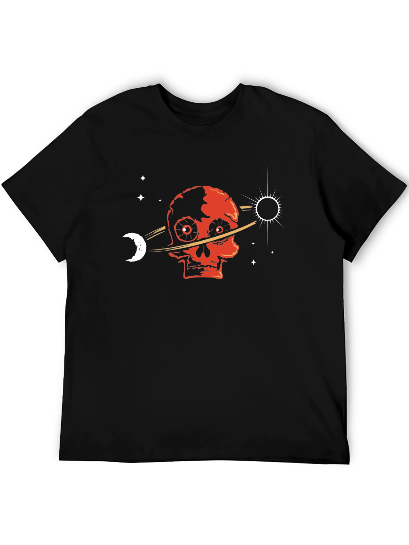 Black Skull Planet T-Shirt - Gothic Space Design view 5