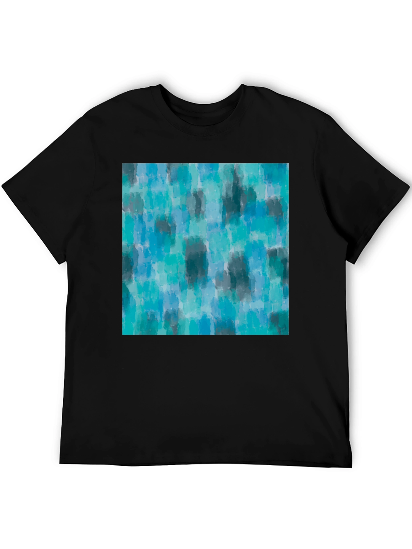 Black Abstract Blue Pattern Tee - Casual Style view 5