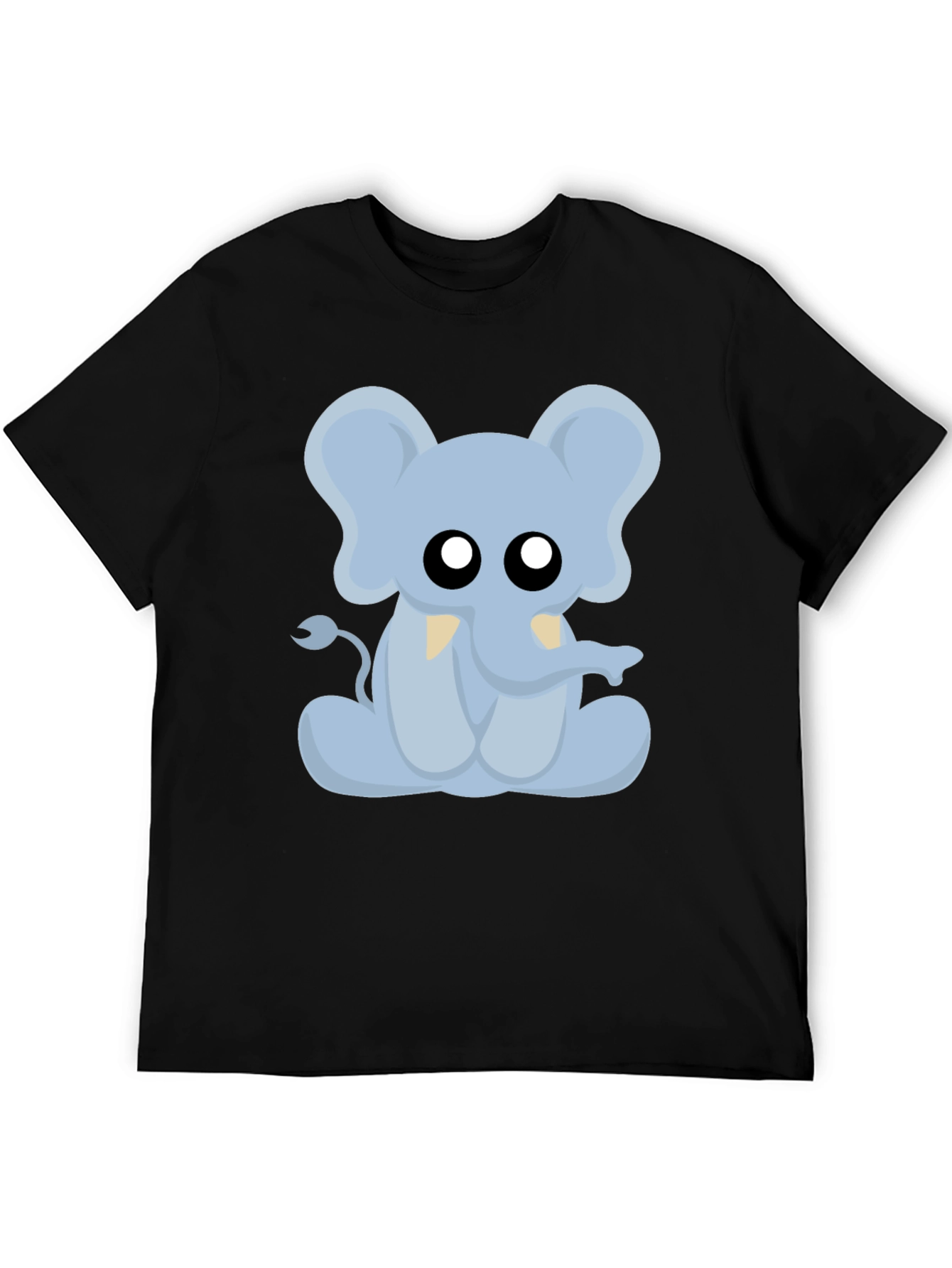 Black Cute Cartoon Elephant Graphic T-Shirt view 5