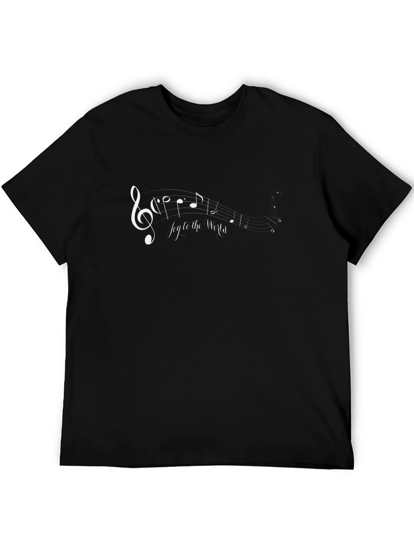 Black Joy to the World Music Notes Black T-Shirt view 5