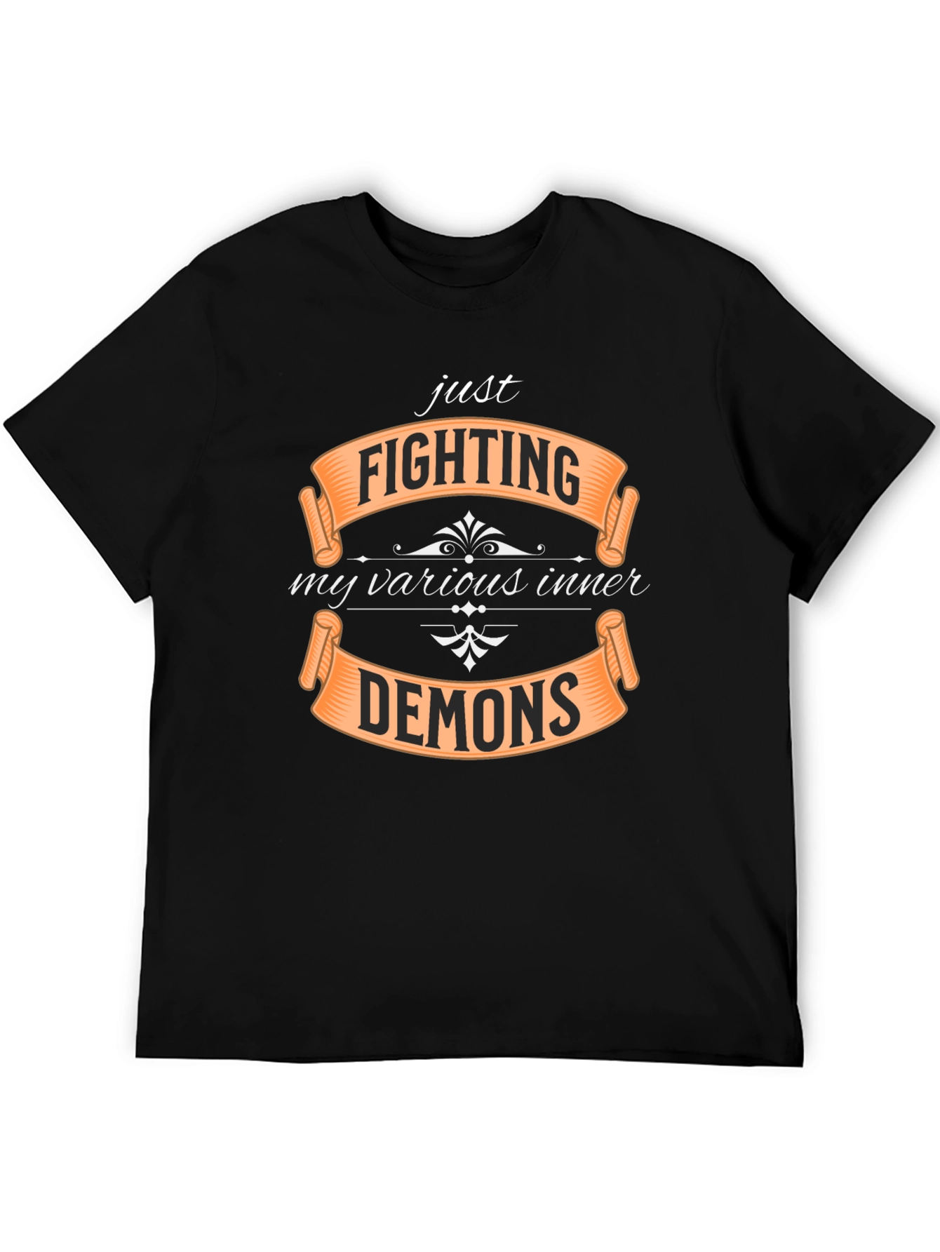 Black Fighting Inner Demons Graphic T-Shirt - Black Tee view 5