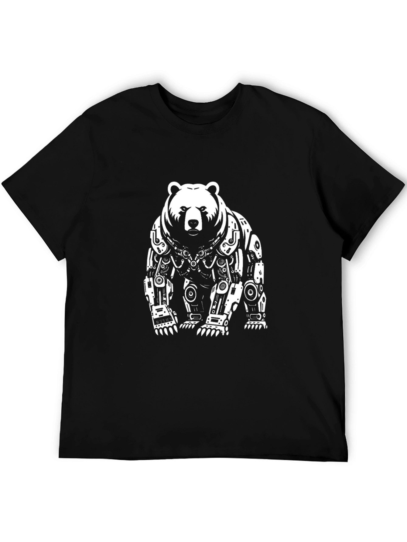 Black Robotic Bear Graphic Tee - Black view 5