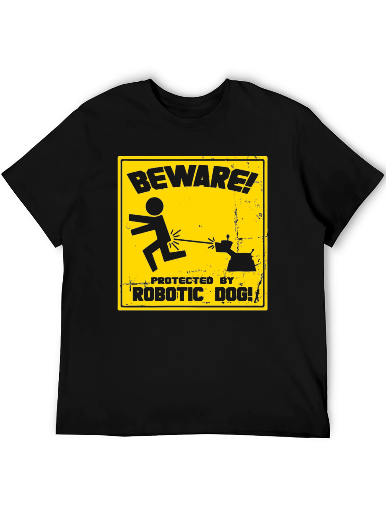 Black Beware Robotic Dog Graphic Tee view 5
