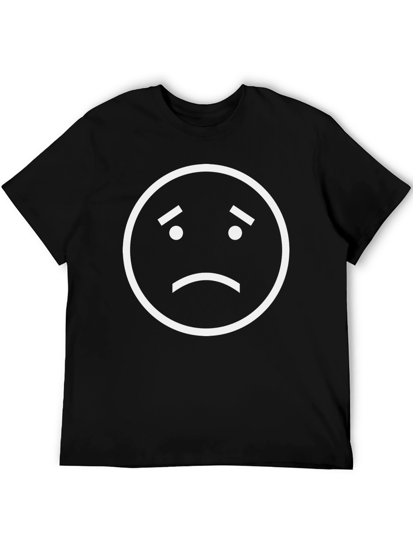 Black Sad Face Emoji Graphic T-Shirt - Black Cotton Tee view 5
