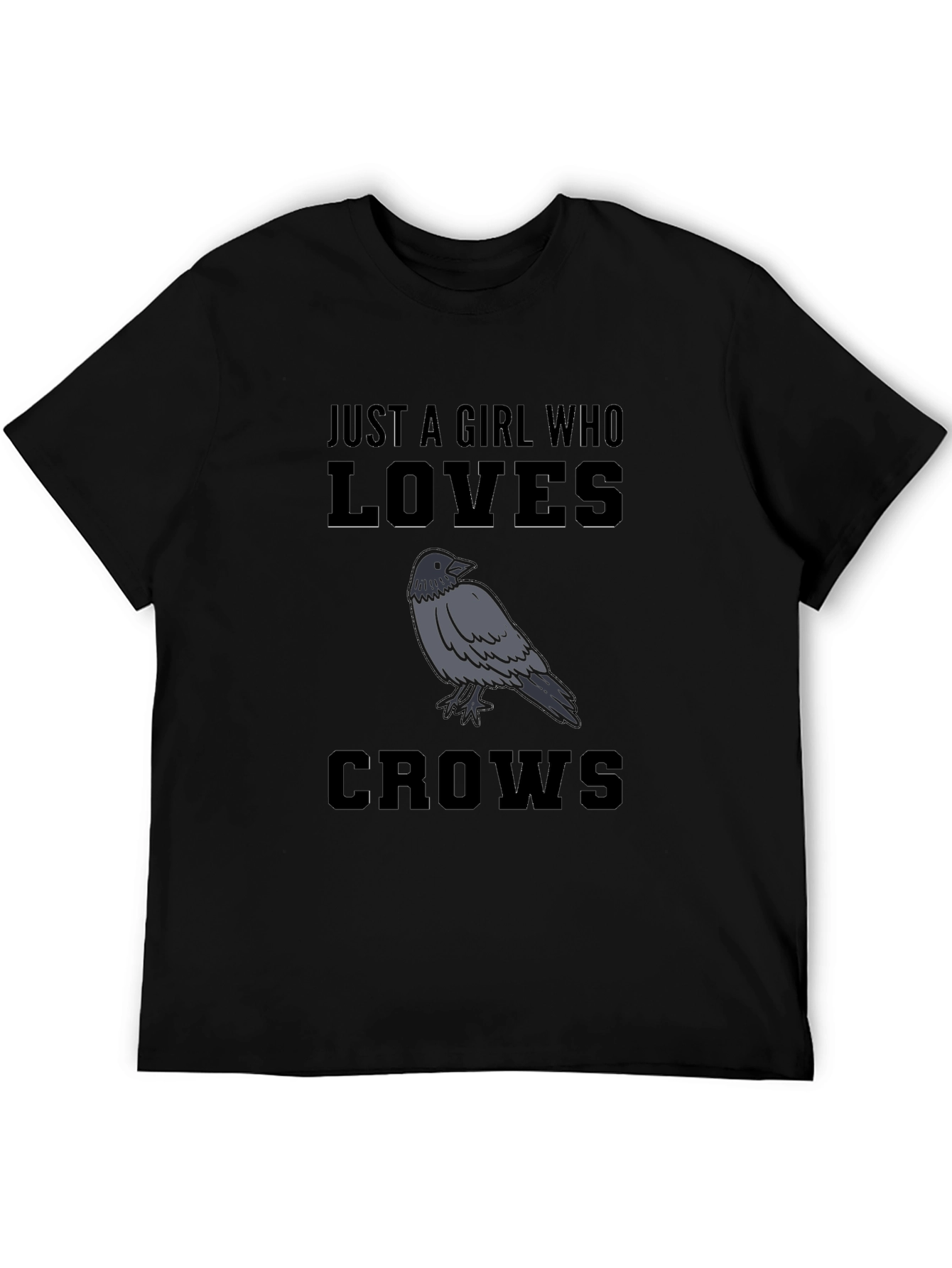 Black Girl Who Loves Crows Black T-Shirt view 5