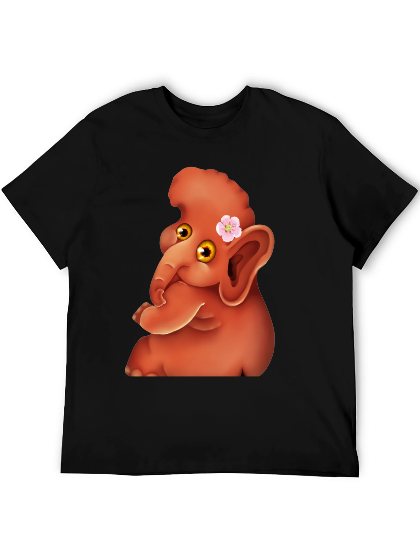 Black Cartoon Elephant Tee view 5