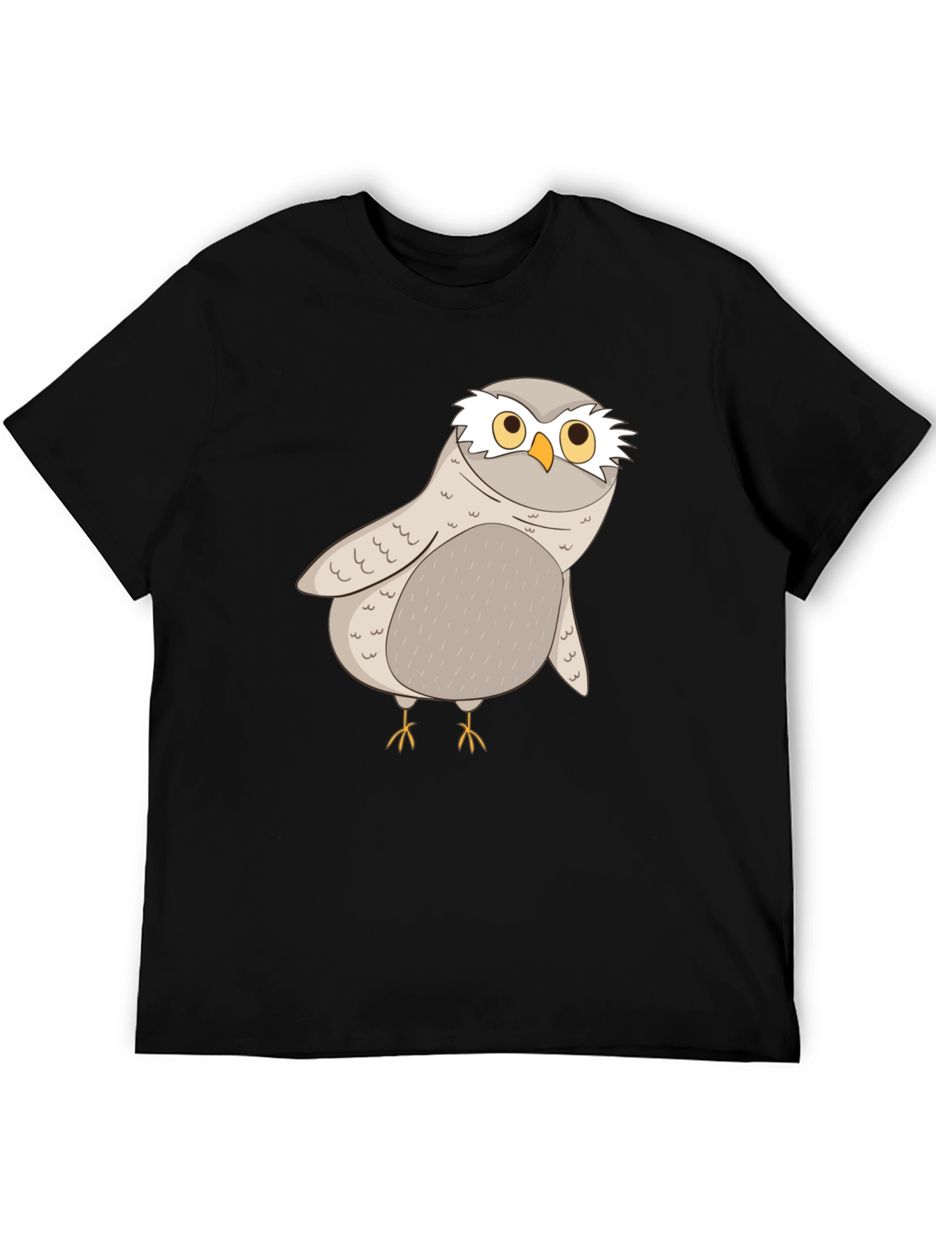 Black Cute Owl Graphic Tee - Black Cotton T-Shirt view 5